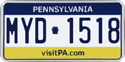 PA license plate MYD1518