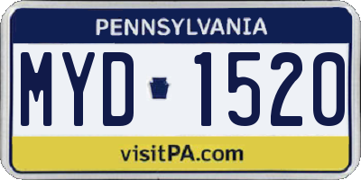 PA license plate MYD1520