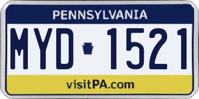 PA license plate MYD1521