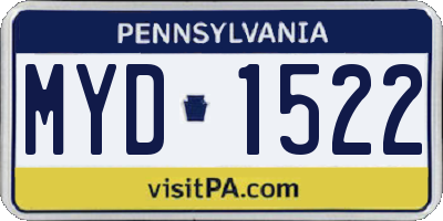 PA license plate MYD1522