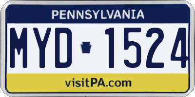 PA license plate MYD1524