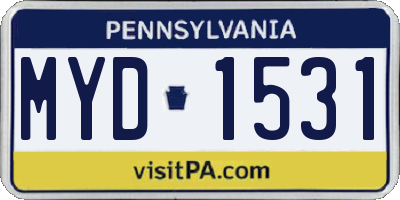 PA license plate MYD1531