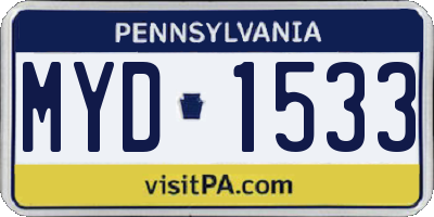 PA license plate MYD1533