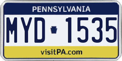 PA license plate MYD1535