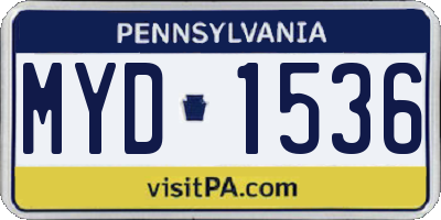 PA license plate MYD1536