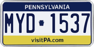 PA license plate MYD1537