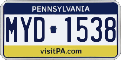 PA license plate MYD1538