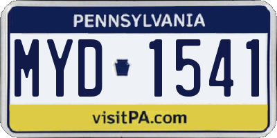 PA license plate MYD1541