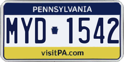 PA license plate MYD1542