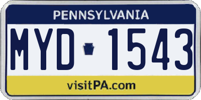 PA license plate MYD1543