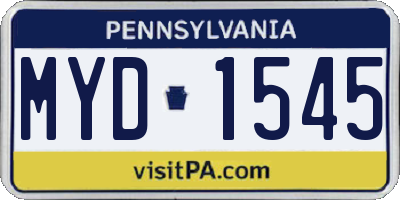 PA license plate MYD1545