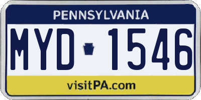 PA license plate MYD1546
