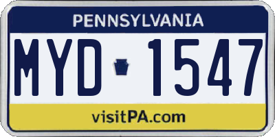 PA license plate MYD1547