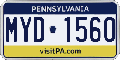 PA license plate MYD1560