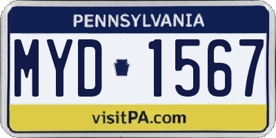 PA license plate MYD1567