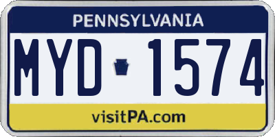 PA license plate MYD1574