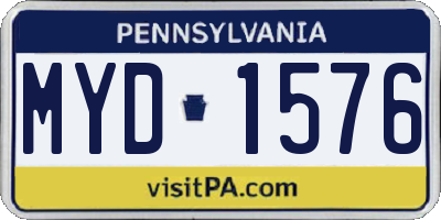 PA license plate MYD1576