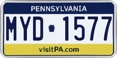 PA license plate MYD1577