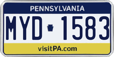 PA license plate MYD1583