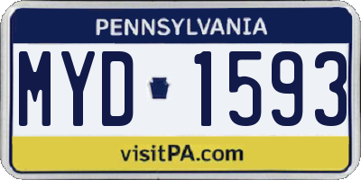 PA license plate MYD1593