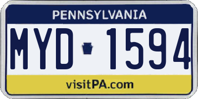 PA license plate MYD1594