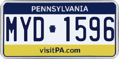 PA license plate MYD1596