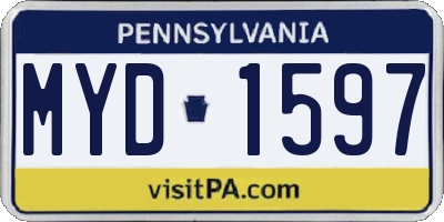 PA license plate MYD1597
