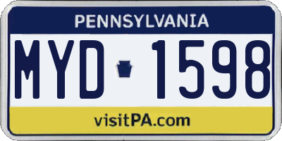 PA license plate MYD1598