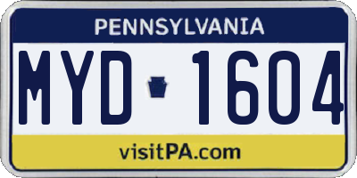 PA license plate MYD1604