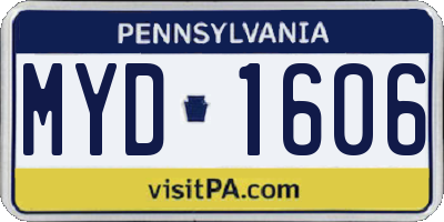PA license plate MYD1606