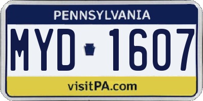 PA license plate MYD1607