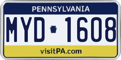 PA license plate MYD1608