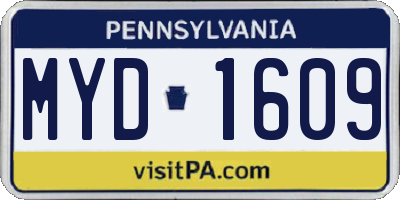 PA license plate MYD1609