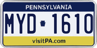 PA license plate MYD1610