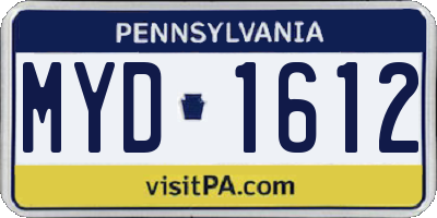 PA license plate MYD1612