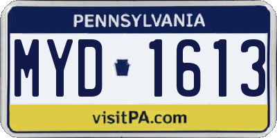 PA license plate MYD1613