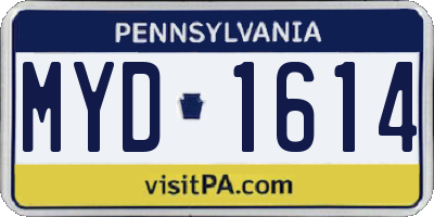 PA license plate MYD1614