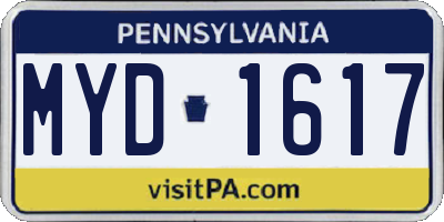 PA license plate MYD1617