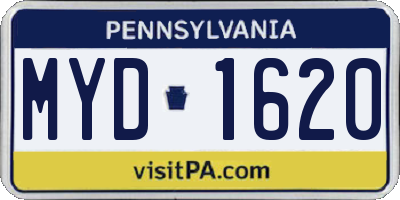 PA license plate MYD1620