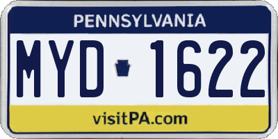PA license plate MYD1622