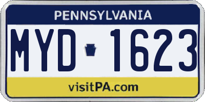 PA license plate MYD1623