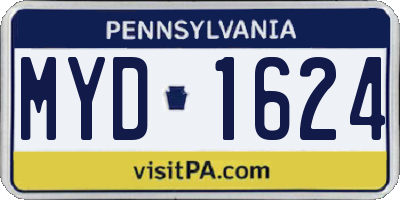 PA license plate MYD1624