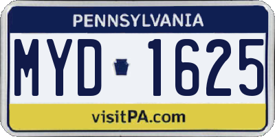PA license plate MYD1625