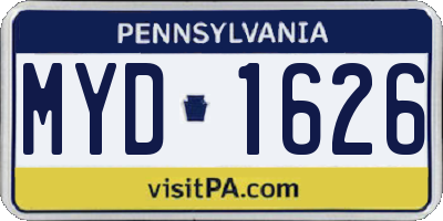 PA license plate MYD1626