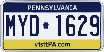 PA license plate MYD1629