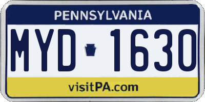 PA license plate MYD1630