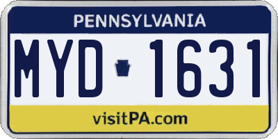 PA license plate MYD1631