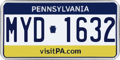 PA license plate MYD1632