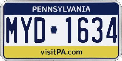 PA license plate MYD1634