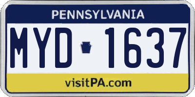 PA license plate MYD1637